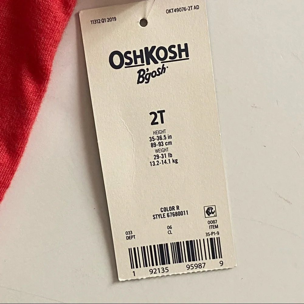 OshKosh B'gosh boys shirt size 2T Red Polo new NWT cotton Blend 24 months